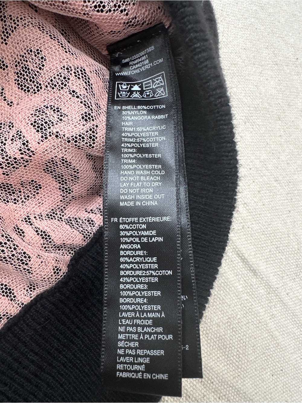 Y2K Forever 21 Faux Fur Trim Knit Cardigan Leopard Pink Lace Lining Size M - Picture 3 of 8